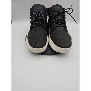 Timberland Davis Square Mid Chukka Shoes Black Leather Canvas A1MIB Men's 8.5